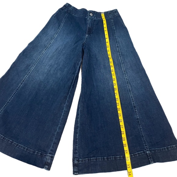 Anthropologie Maeve Colette HighRise Palazzo Wide Leg Cropped DarkWash Jeans 27p - Picture 5 of 8